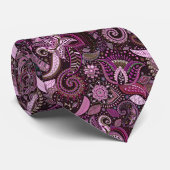 Pearl Paars  Indische batik Style Satin Stropdas (Opgerold)