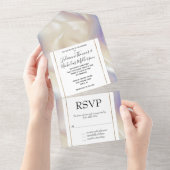  Pearl Paarse Aqua Elegante Glamoureuze Swirl All In One Uitnodiging (Afscheurbaar)