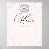 Pearl Paarse Bubbles Menu Baby shower Poster (Voorkant)