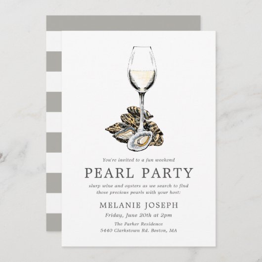 Pearl Party | Perzik Strepen Kaart (Voorkant / Achterkant)