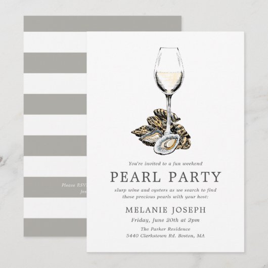 Pearl Party | Perzikstrips Kaart (Voorkant / Achterkant)
