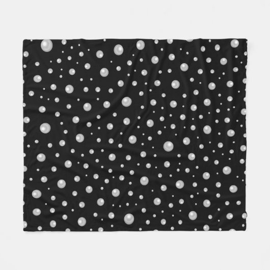 Pearl Pattern on Black Background Fleece Deken (Voorkant (Horizontaal))
