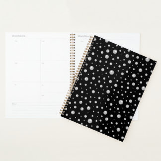 Pearl Pattern on Black Background Planner