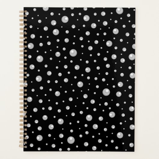 Pearl Pattern on Black Background Planner (Voorkant)