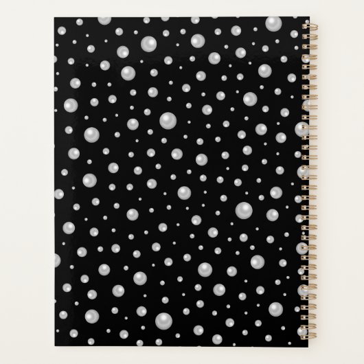 Pearl Pattern on Black Background Planner (Achterkant)