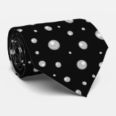 Pearl Pattern on Black Background Stropdas (Opgerold)