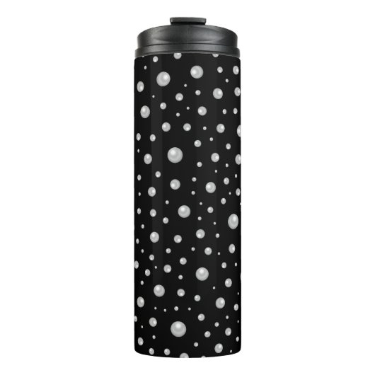 Pearl Pattern on Black Background Thermosbeker (Voorkant)
