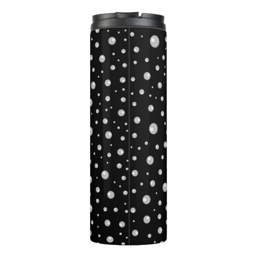 Pearl Pattern on Black Background Thermosbeker (Achterkant)