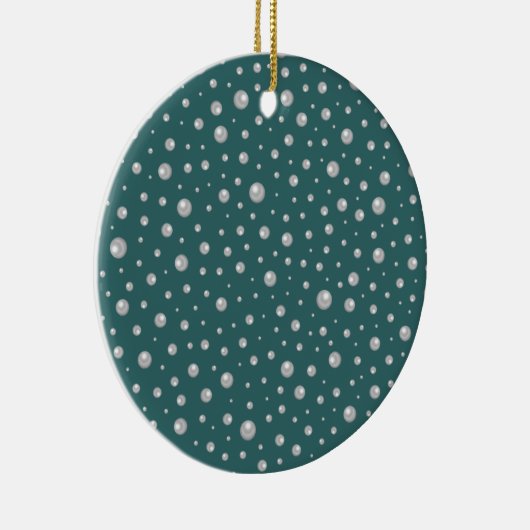 Pearl Pattern on Transformative Teal Background Keramisch Ornament (Rechts)