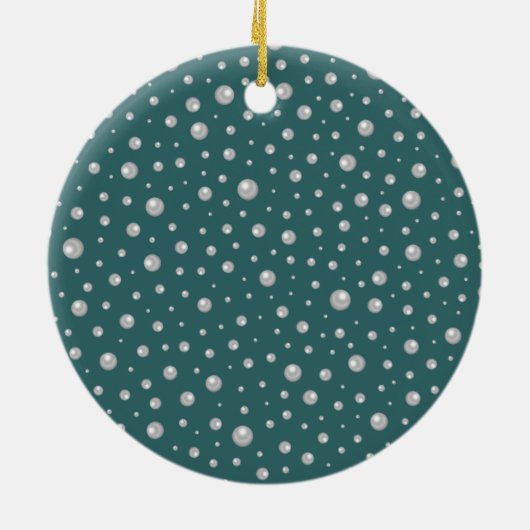 Pearl Pattern on Transformative Teal Background Keramisch Ornament (Achterkant)