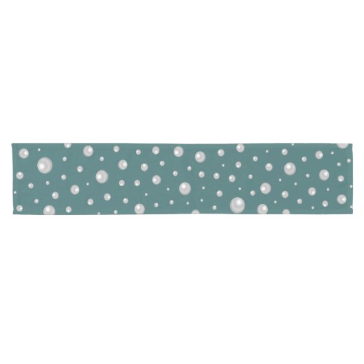 Pearl Pattern on Transformative Teal Background Korte Tafelloper (Horizontaal)
