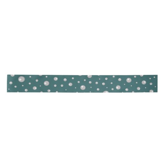 Pearl Pattern on Transformative Teal Background Satijnen Lint (Voorkant)