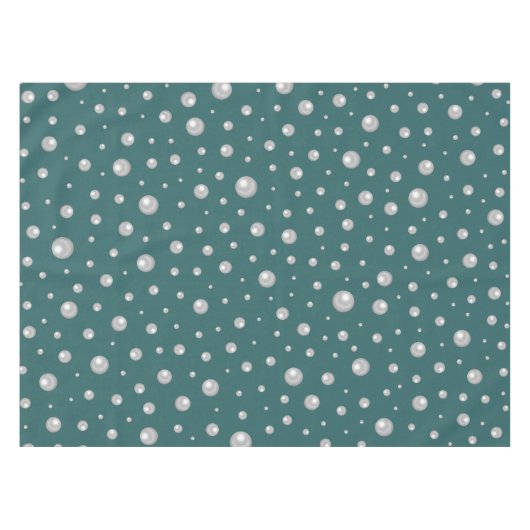 Pearl Pattern on Transformative Teal Background Tafelkleed (Voorkant (Horizontaal))