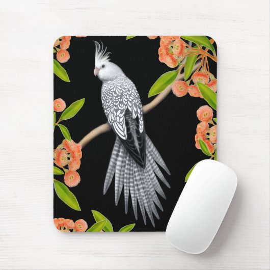 Pearl Pied Cockatiel in Gum Tree Mousepad Muismat (Met muis)
