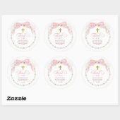Pearl Pink Boho Eerste Heilige Communie Dank u Ronde Sticker (Vel)