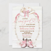 Pearl Pink Bow Coquette Cowgirl Baby shower Kaart (Voorkant)