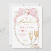 Pearl Pink Bow Coquette Mom's en Mimosa Kaart (Voorkant)