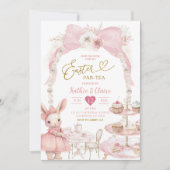 Pearl Pink Bow Coquette Pasen Par Tea Kaart (Voorkant)