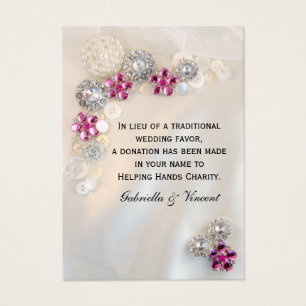Pearl Pink Diamond Buttonnen Wedding Charity Favor Visitekaartje
