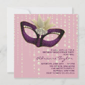 Pearl Pink Masquerade Party Uitnodigingen (Achterkant)