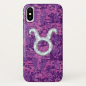 Pearl Pink Taurus Zodiac Sign on Digital Camo Case-Mate iPhone Case (Achterkant)
