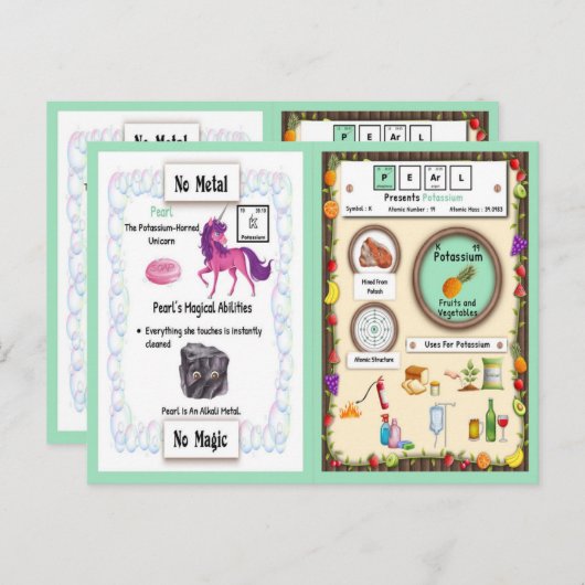 Pearl - Potasium Horn Unicorn Game Kaart (Voorkant / Achterkant)