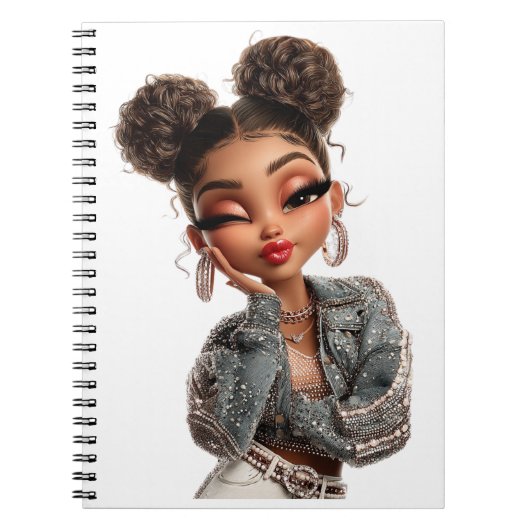  Pearl Pout Glam Girl Spiral Photo Notebook Notitieboek (Voorkant)