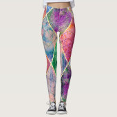 Pearl Rainbow Tie Dye Harlequin Herringbone Leggings (Voorkant)