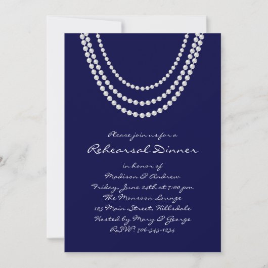 Pearl Rehearsal Dinner Invite 1920 - blauw Kaart (Voorkant)