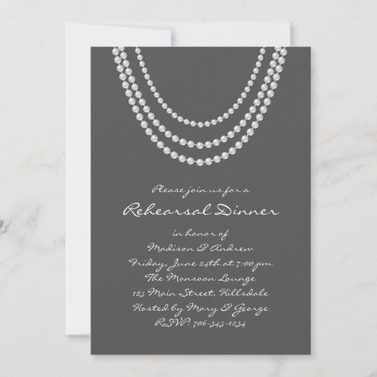 Pearl Rehearsal Dinner Invite 1920 - grijs Kaart (Voorkant)