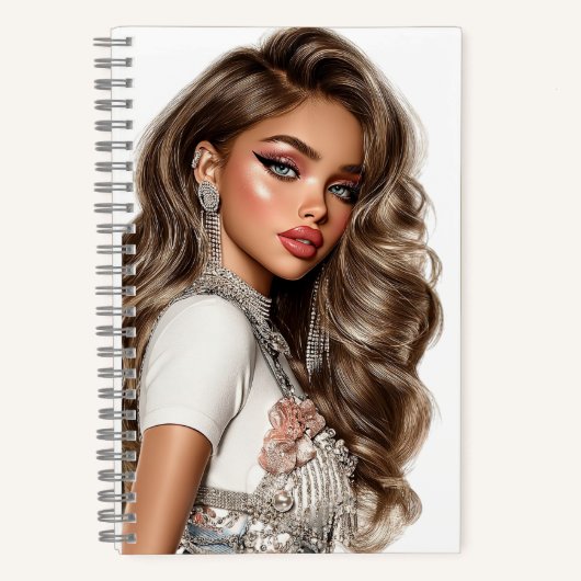 Pearl & Rhinestone Glam Girl Spiral Notebook Notitieboek (Voorkant)