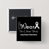 Pearl Ribbon Lung Cancer personaliseren Vierkante Button 5,1 Cm (Voorkant /achterkant)