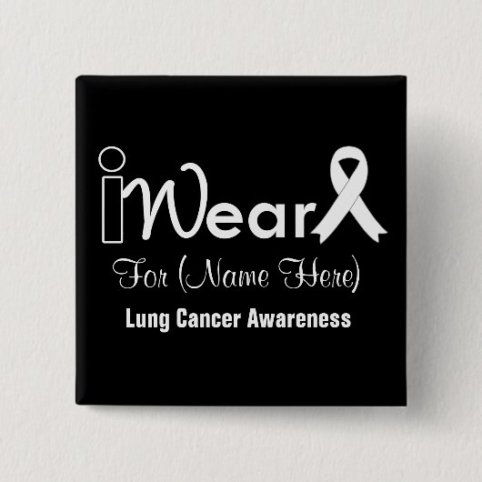 Pearl Ribbon Lung Cancer personaliseren Vierkante Button 5,1 Cm (Voorkant)