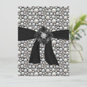 Pearl Ribbon & Rhinestone Uitnodiging (Staand voorkant)