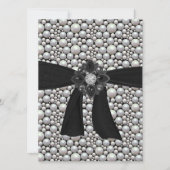 Pearl Ribbon & Rhinestone Uitnodiging (Voorkant)