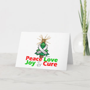 Pearl Ribbon Xmas Peace Love, Joy & Cure Feestdagen Kaart