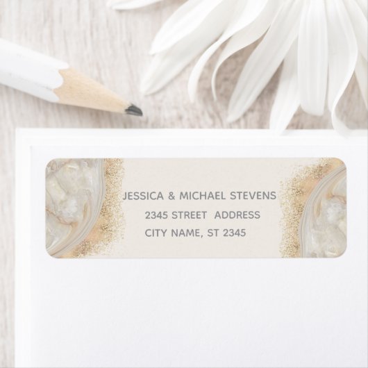 Pearl roos gouden marmeren agaat kalligrafie label (Insitu)