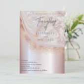 Pearl roos goudmarmer-agaatkalligrafie kaart (Staand voorkant)