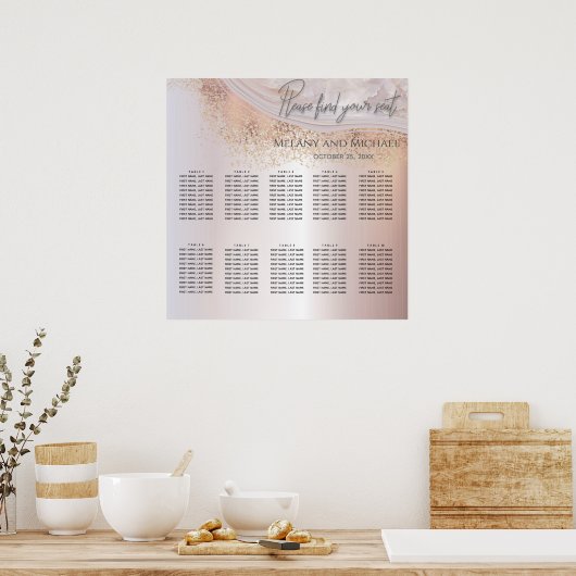 Pearl roos goudmarmer-agaatkalligrafie poster (Keuken)