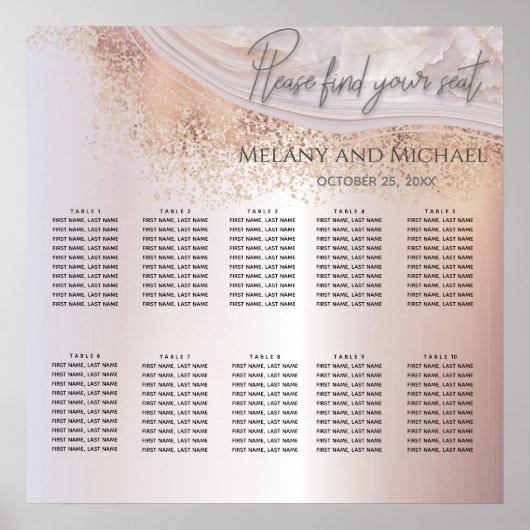 Pearl roos goudmarmer-agaatkalligrafie poster (Voorkant)