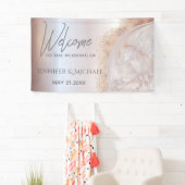 Pearl roos goudmarmer-agaatkalligrafie spandoek (Insitu)