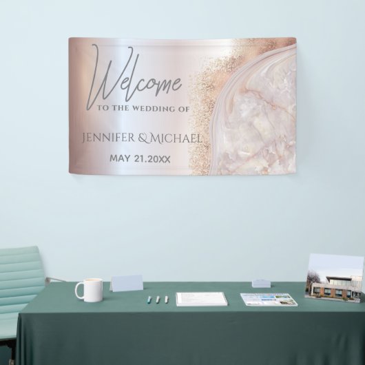 Pearl roos goudmarmer-agaatkalligrafie spandoek (Beurs)