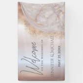 Pearl roos goudmarmer-agaatkalligrafie spandoek (Verticaal)