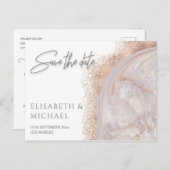 Pearl roos goudmarmer agate kalligrafie aankondigingskaart (Voorkant / Achterkant)