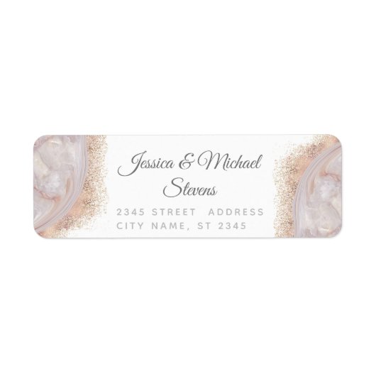 Pearl roos goudmarmer agate kalligrafie etiket (Voorkant)