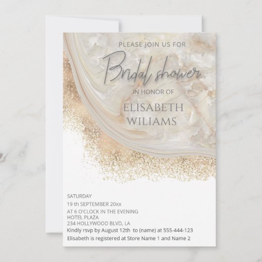 Pearl roos goudmarmer agate kalligrafie kaart (Voorkant)