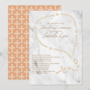 Pearl Rosary Beads First Heilige Communie Kaart