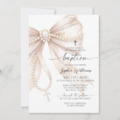 Pearl Rosary Bow Baptism Kaart (Voorkant)