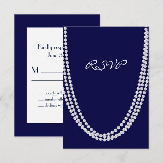 Pearl RSVP uit 1920 - blauw Kaartje (Voorkant / Achterkant)