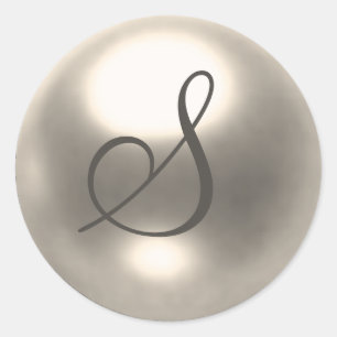 Pearl S monogram bruiloft Ronde Sticker